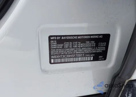 2017 BMW X1 xDrive28I из США, поврежденный, VIN WBXHT3C39H5F70911